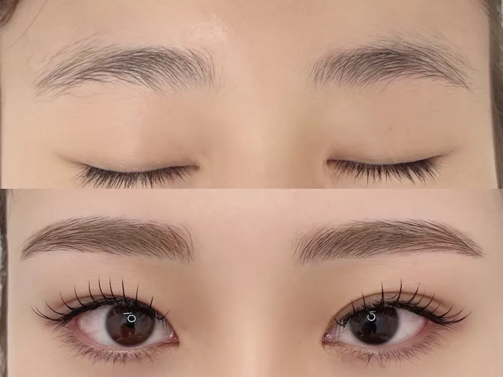 マツエク×眉毛スタイリングの施術前後